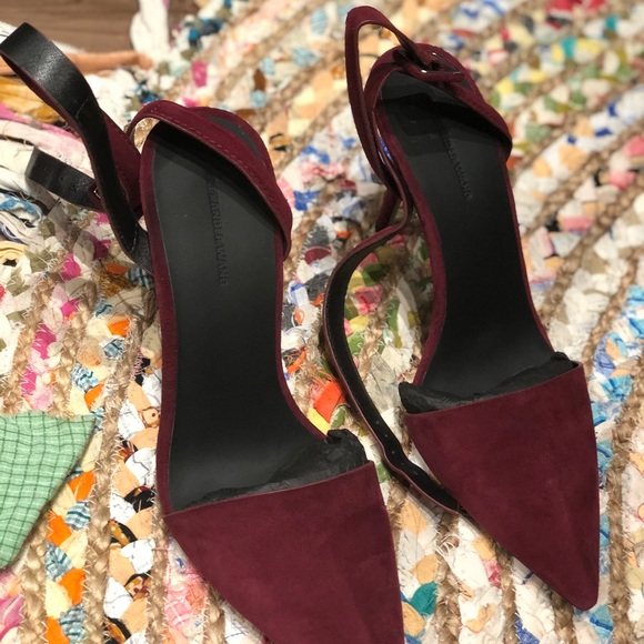 Alexander Wang Lovisa Suede Ankle-Wrap Pump, Beet - Picture 3 of 5